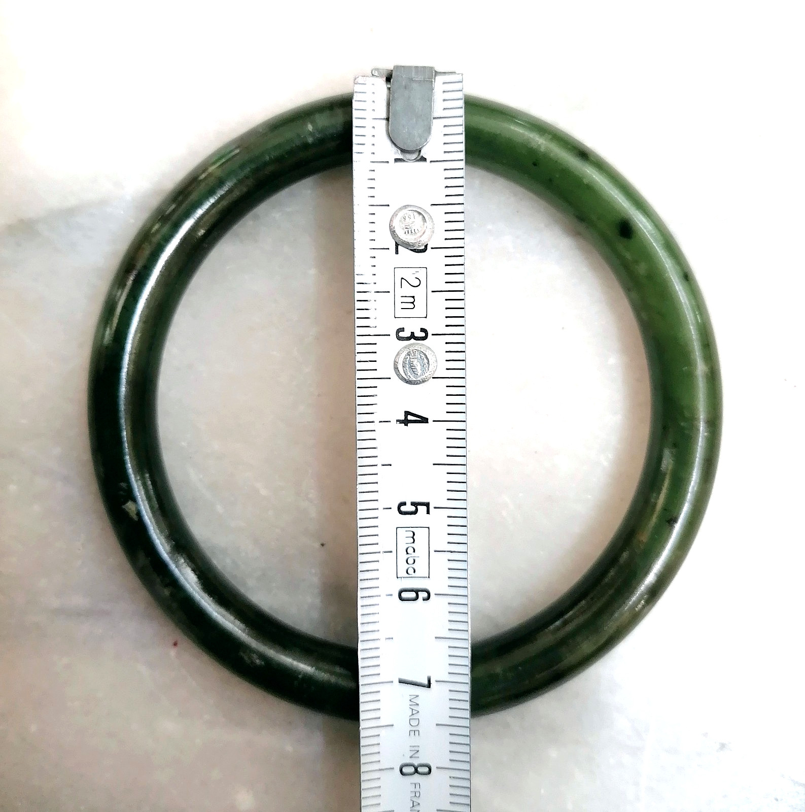 BEAUTIFUL ANTIQUE AUTHENTIC GREEN JADE RING BRACELET, CHINA, 1900.