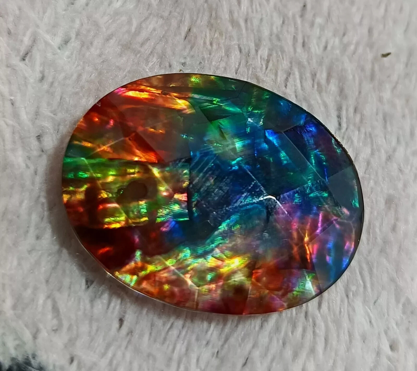 22.50 Ct Natural Ammolite Oval Opal-Like Organic Doublet Rare Loose GEMSTONE