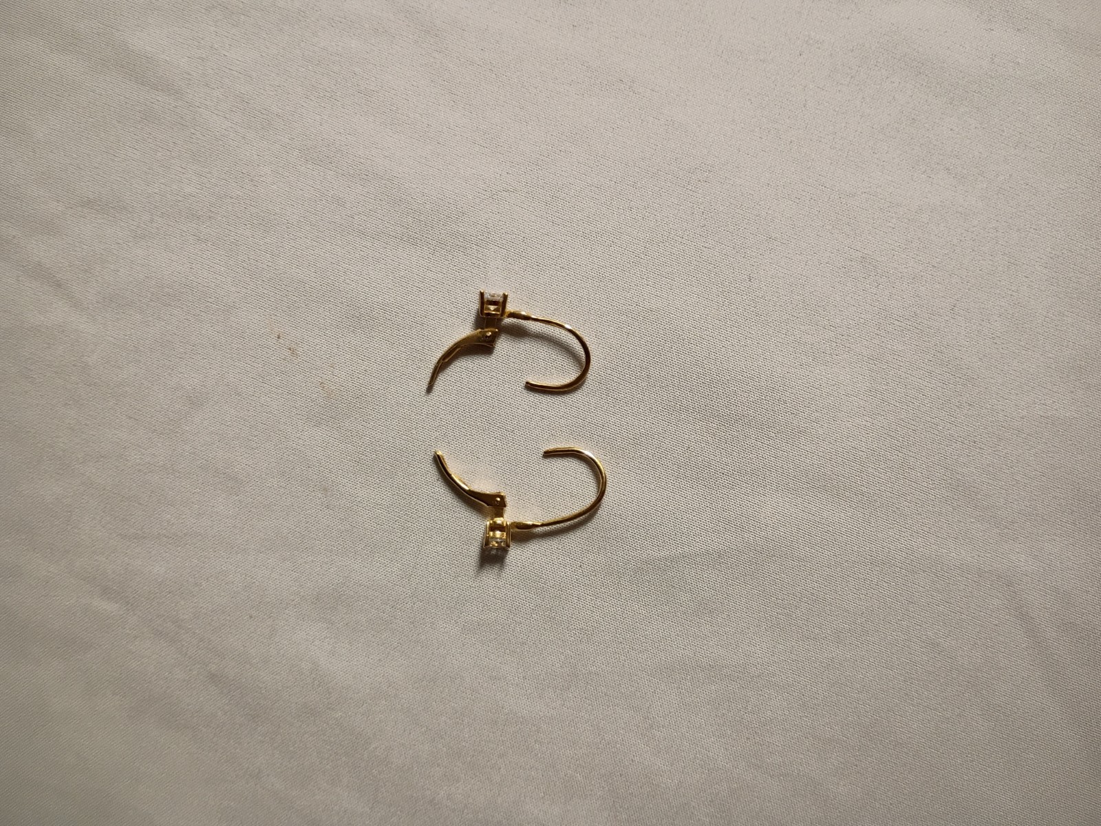 925 Sterling Silver Earrings Gold Tone With Cubic Zirconia Stones
