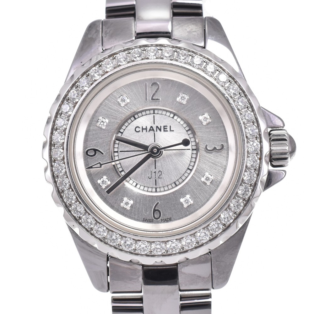 CHANEL J12 H3402 diamond Silver Dial Quartz Ladies Watch E#146466