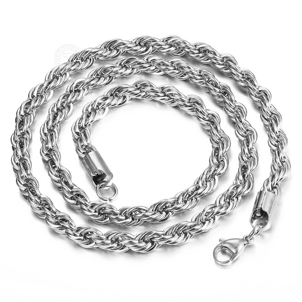 2/3/4/5mm Rope Chain Bracelet or Necklace For Men Women Stainless Steel Link