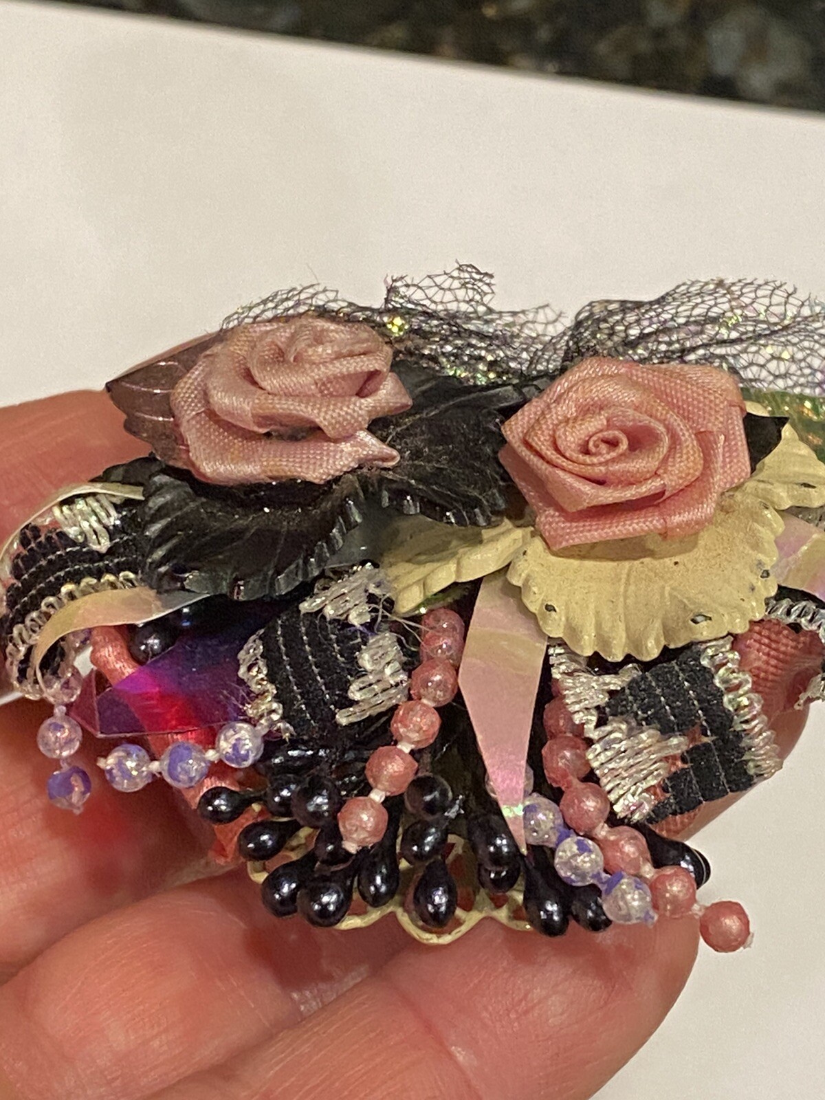 Handmade recycled Art Brooch by Ira Ono Signed Trashface OOAK