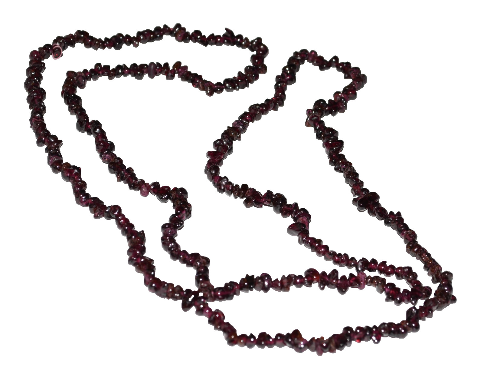 Vintage Garnet 2-3mm Irregular Shaped Various Size Stones 36″ Necklace
