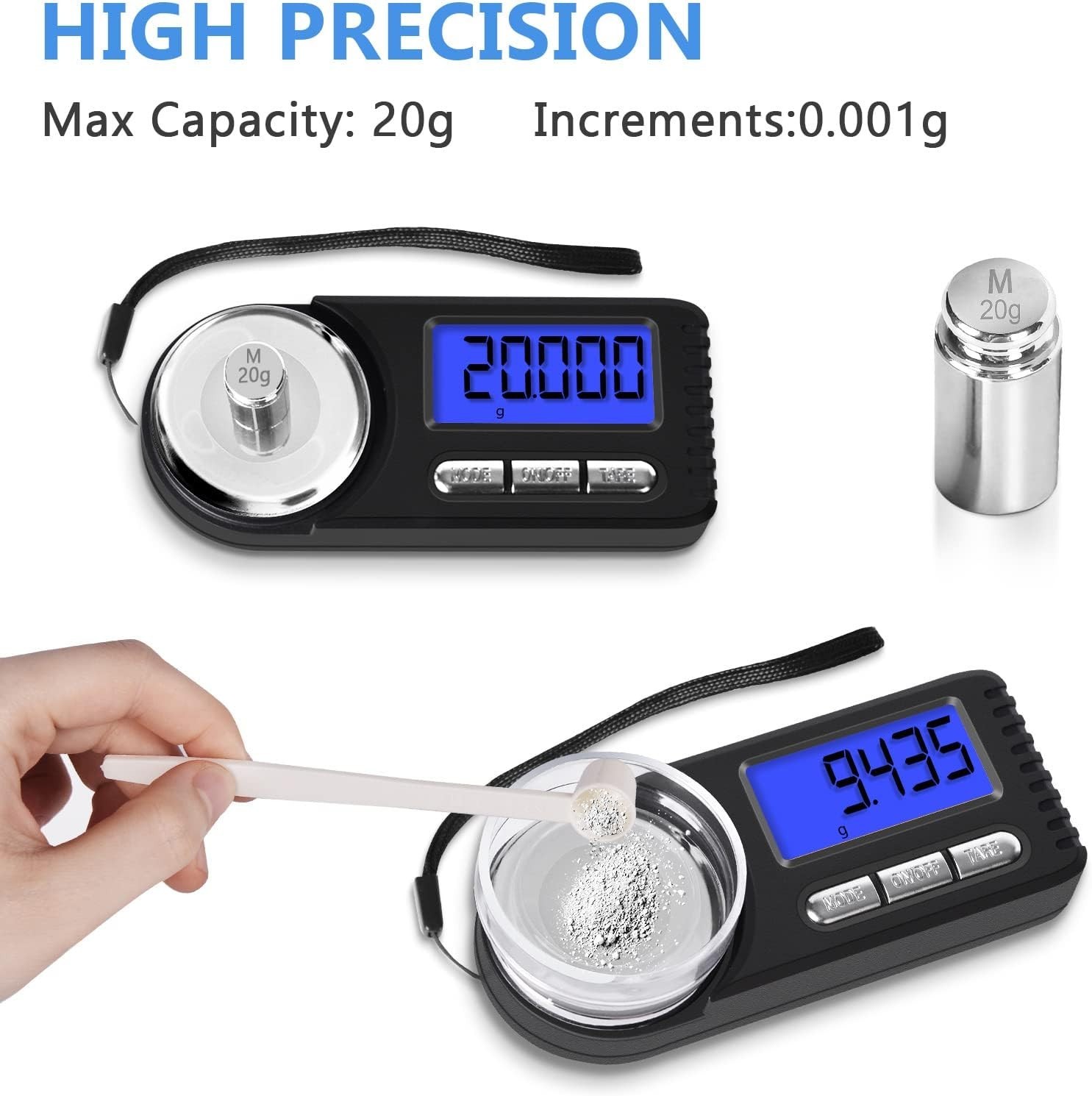 Digital Milligram Scale 50G/0.001G, Mg Scale for Powder Medicine with Portable C