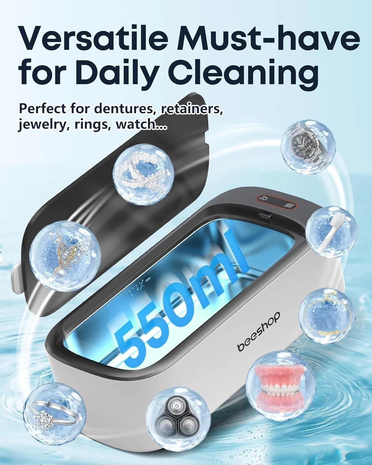 Ultrasonic Jewelry Cleaner Denture Glass Watch Ring Bath Tank Cleaning Machine
