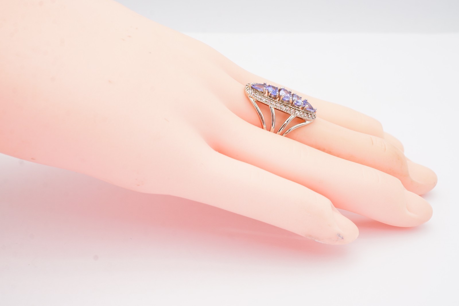 Sterling Silver 925 Iolite White Topaz Ring Size 7