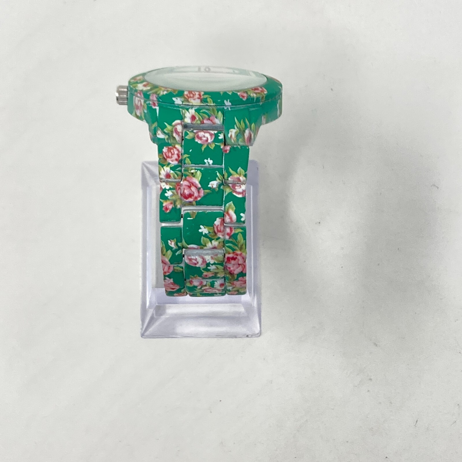 Kim Rogers Women’s Watch 39mm Green Pink Floral Spring Round New Battery 7″