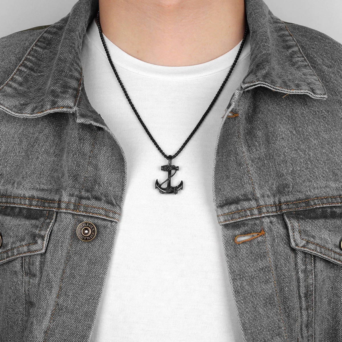 Sea Anchor Pendant Necklace Men Punk Rock Hip Hop Jewelry Gift