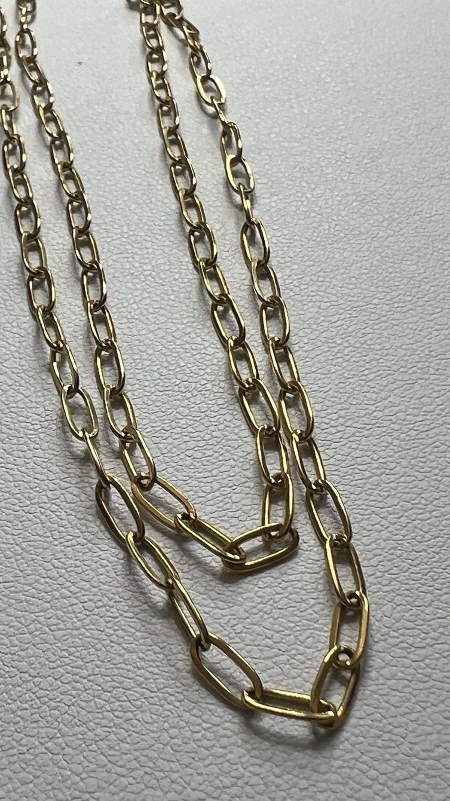 Gold Over Stainless Steel Paper Clip Chain Necklace Lobster Clasp Adjustable 24”
