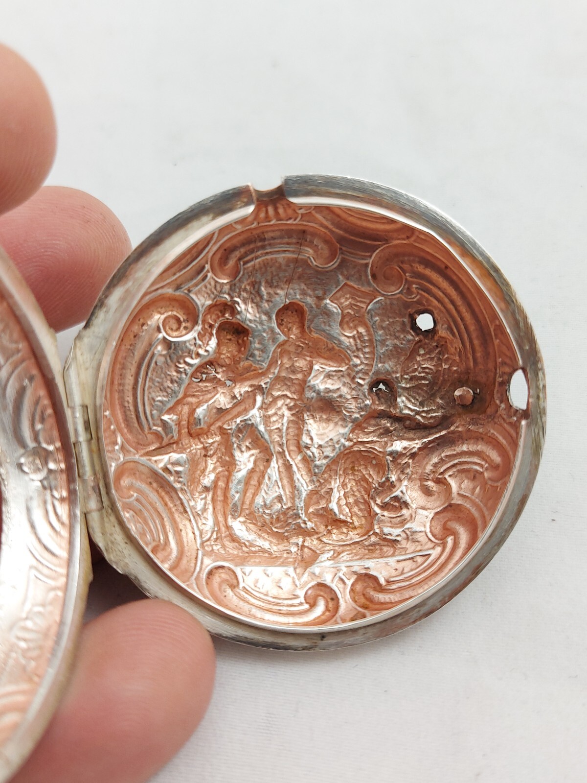 Antique Silver Repousse Verge Fusee Pocket Watch Only Case