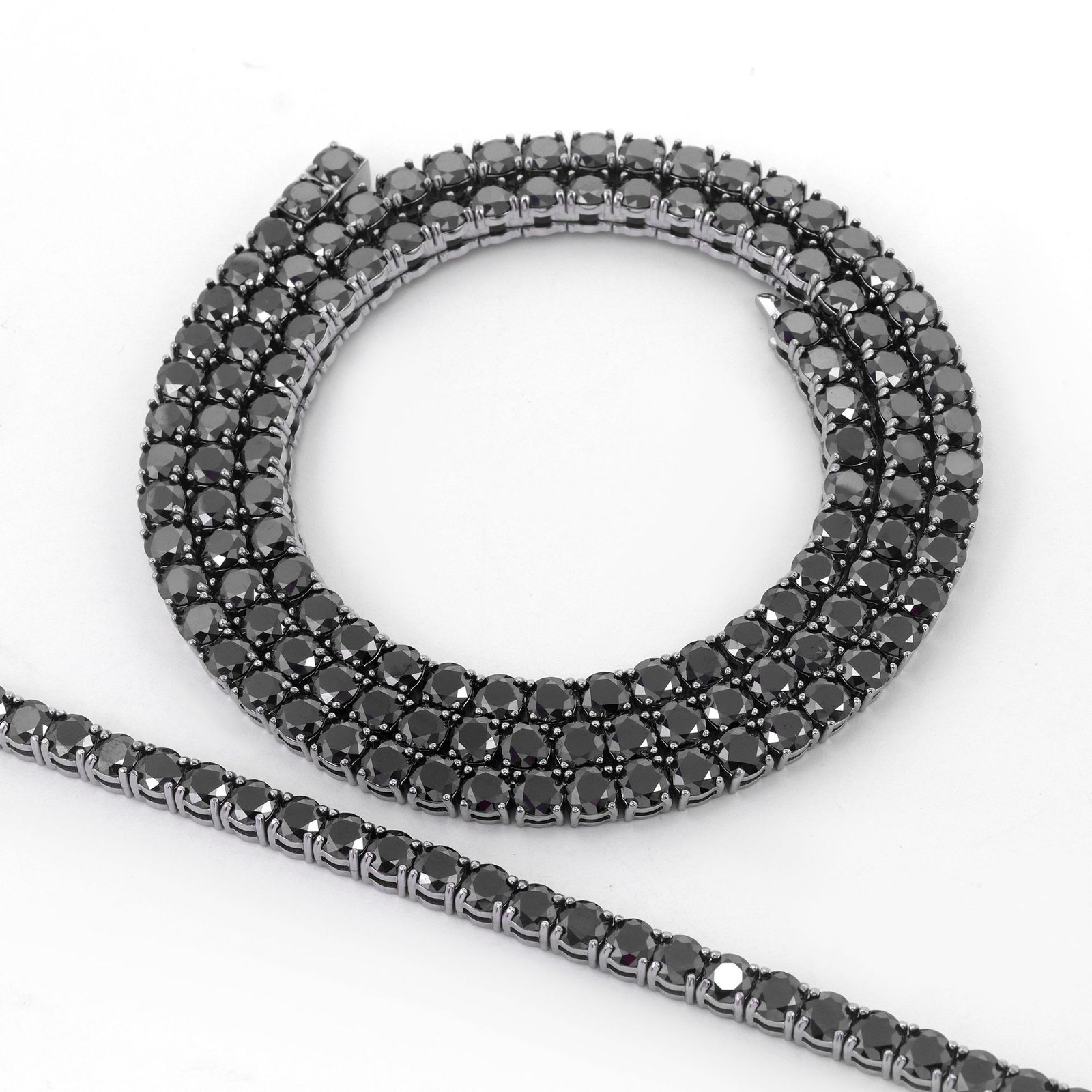 New 4-5mm Black Moissanite Tennis Chain 316L Stainless Steel Bracelet Necklace