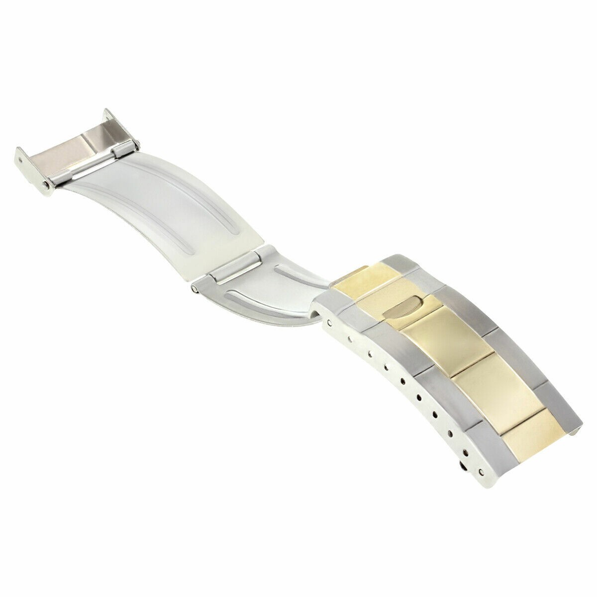 FLIP LOCK BUCKLE CLASP DIVER EXTENSION FOR ROLEX GMT OYSTER WATCH BAND TWO TONE