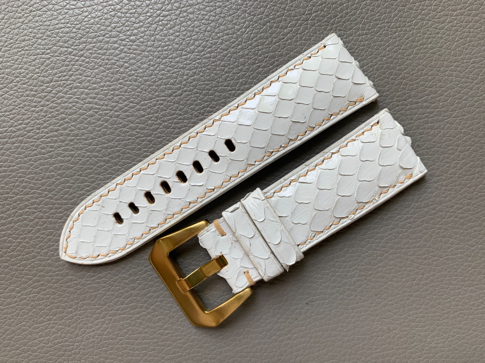 White Genuine Snake skin leather watch strap band, Custom Sizes 10mm to 26mm