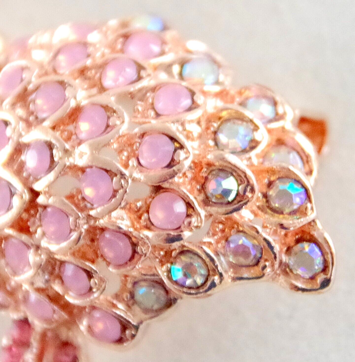 2 1/8″ NWOT PINK & AB RHINESTONE & GOLD TONE PINK FLAMINGO BIRD BROOCH PIN