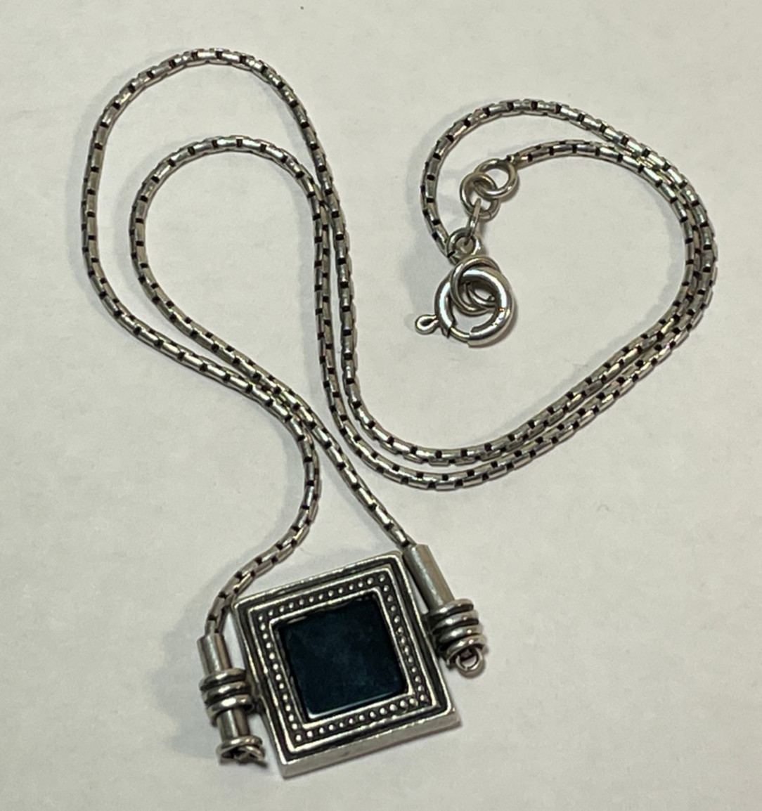Vintage Unique Onyx 925 Sterling Silver Necklace 12.8g