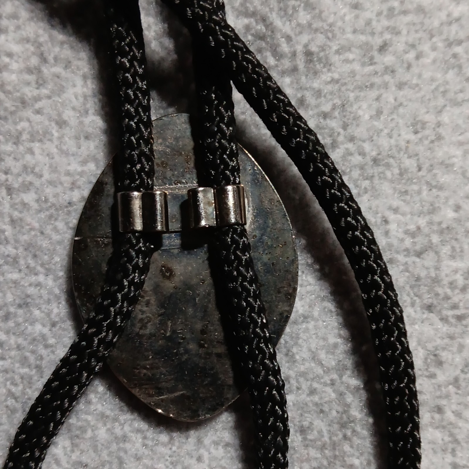 Men’s Western Bolo Tie Black Cord Oval Blue Mother of Pearl/Abalone Slide
