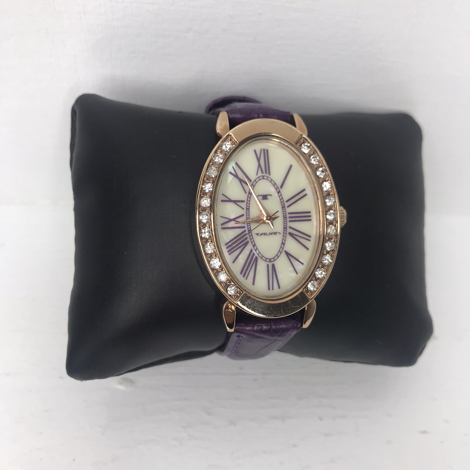 Tavan Jeanne Watch Purple Leather Swarovski Elements crystals Mother Of Pearl