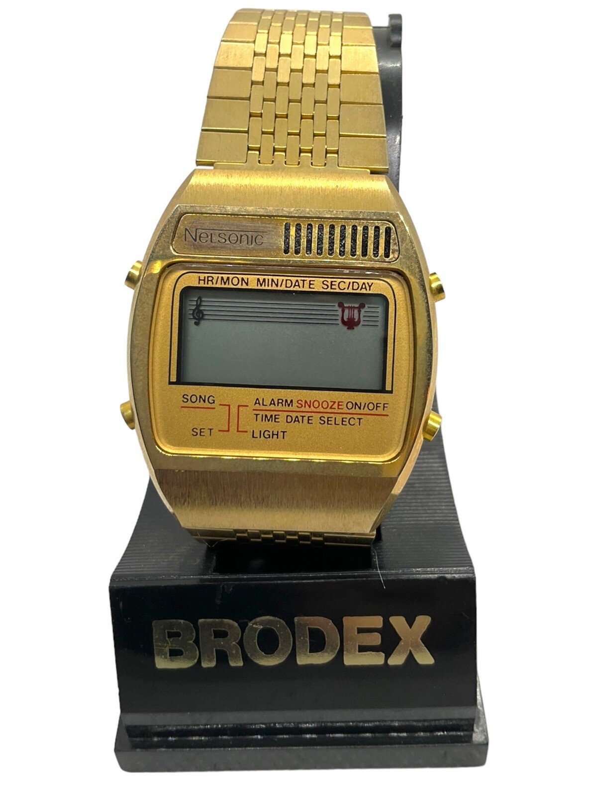 VINTAGE MZ Berger NELSONIC Music, Alarm Digital Watch NWT Boscovs §