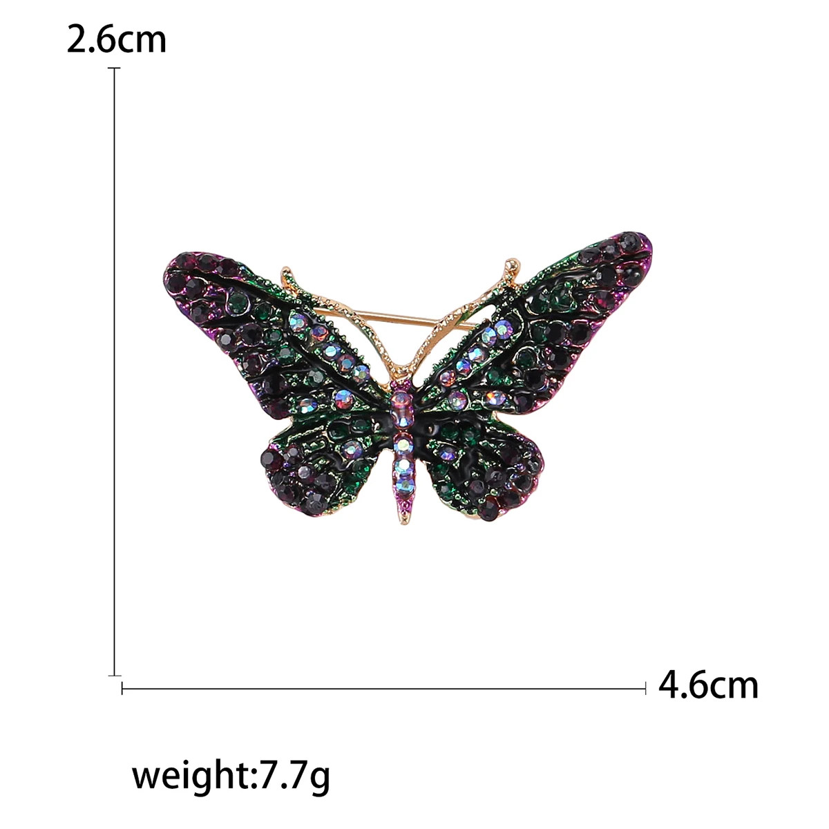 Metal Tone Rhinestone Butterfly Brooch Unisex Insect Wing Brooches Jewelry