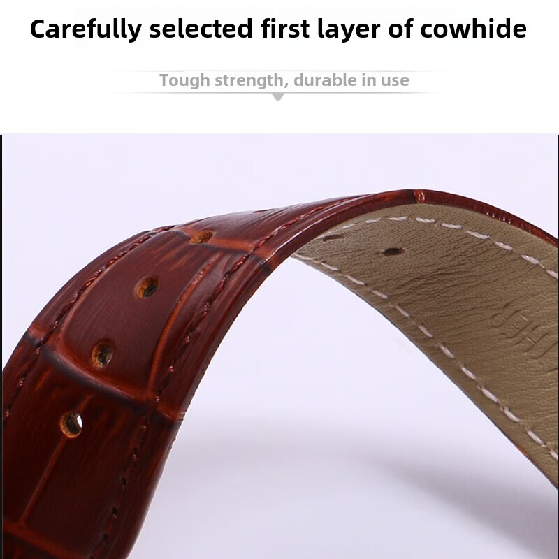 Cowhide Leather Watch Band Strap Butterfly Clasp Quick Release Bracelet 12-24mm