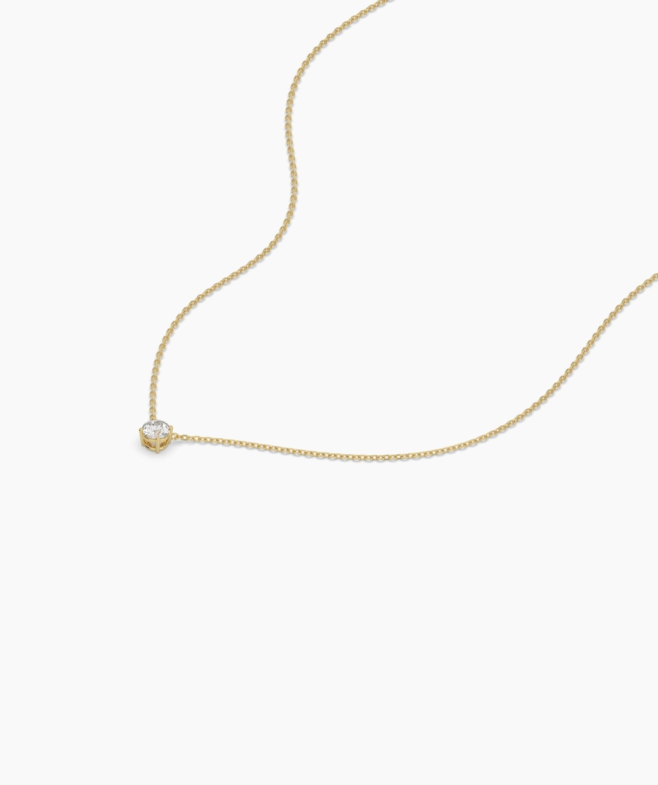 14K Gold Round Lab Grown Diamond Minimalist Solitaire Pendant Necklace For Woman