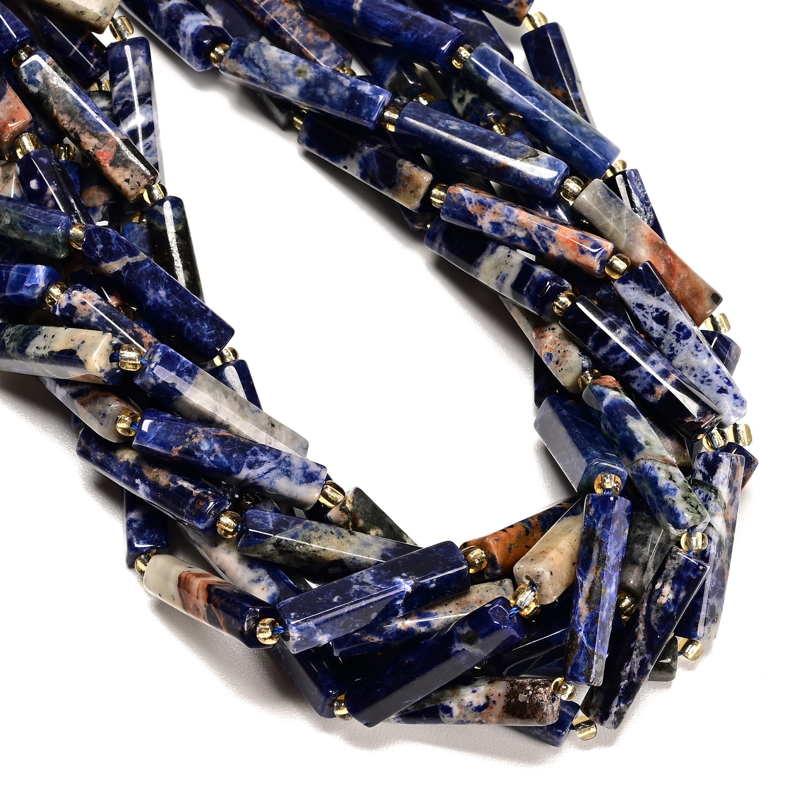 Natural Orange Sodalite Faceted Rectangle Irregular Tube Beads 6-7×18-30mm15.5″L