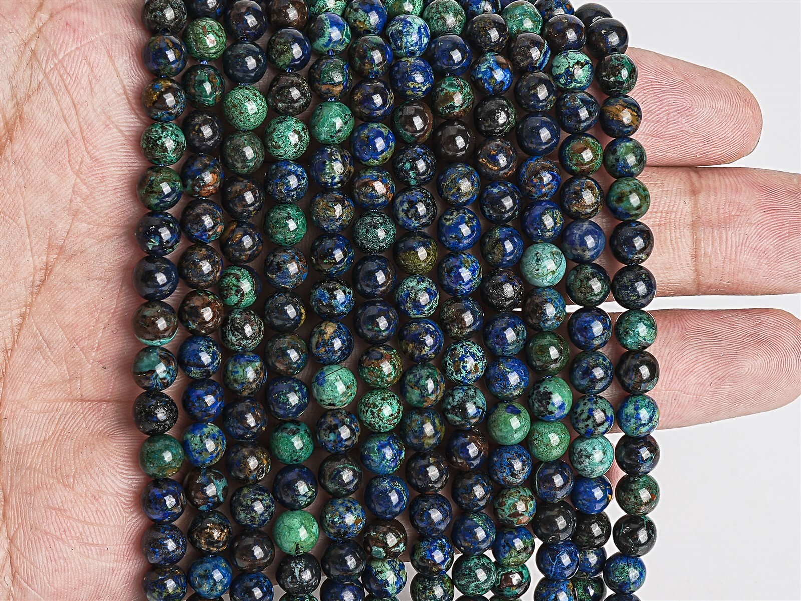 Natural Blue Green Brown Azurite Malachite Quartz AA+ 6/8/10MM Round Loose Beads