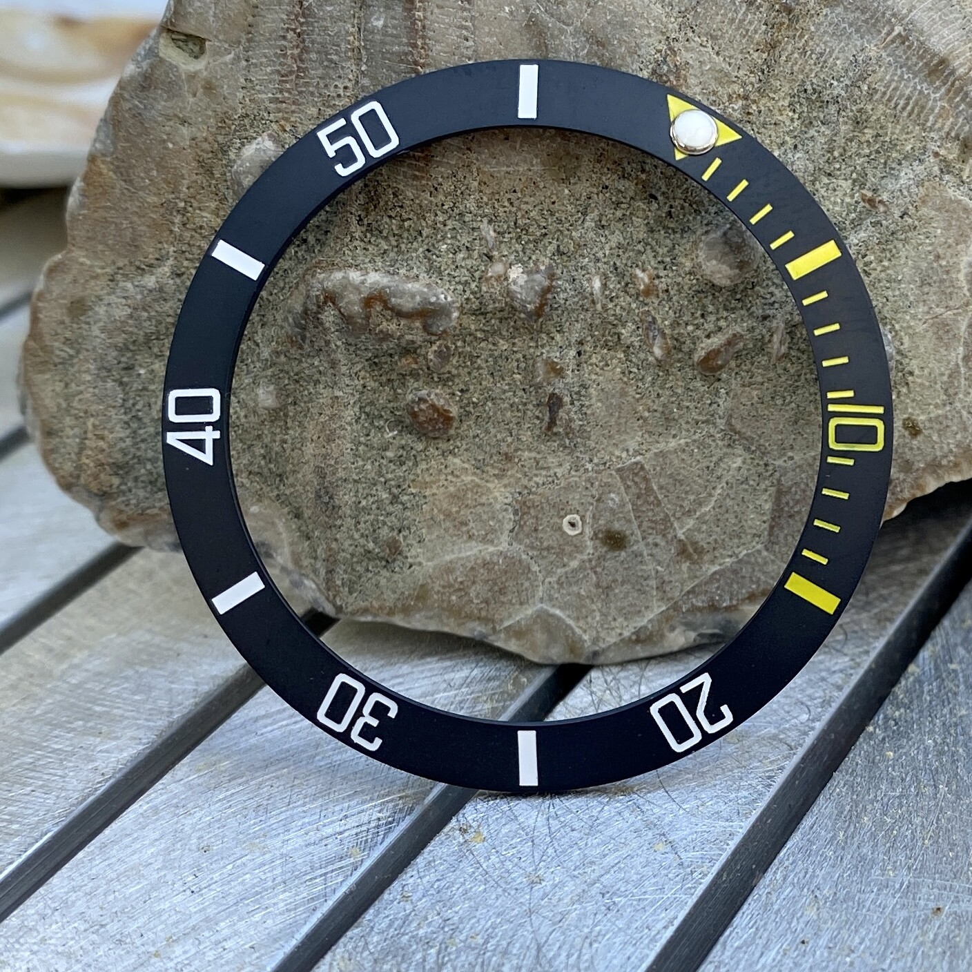 Matte Black w/ Yellow+White Ceramic [Sub Style Bezel Insert] for Seiko SKX SRPD