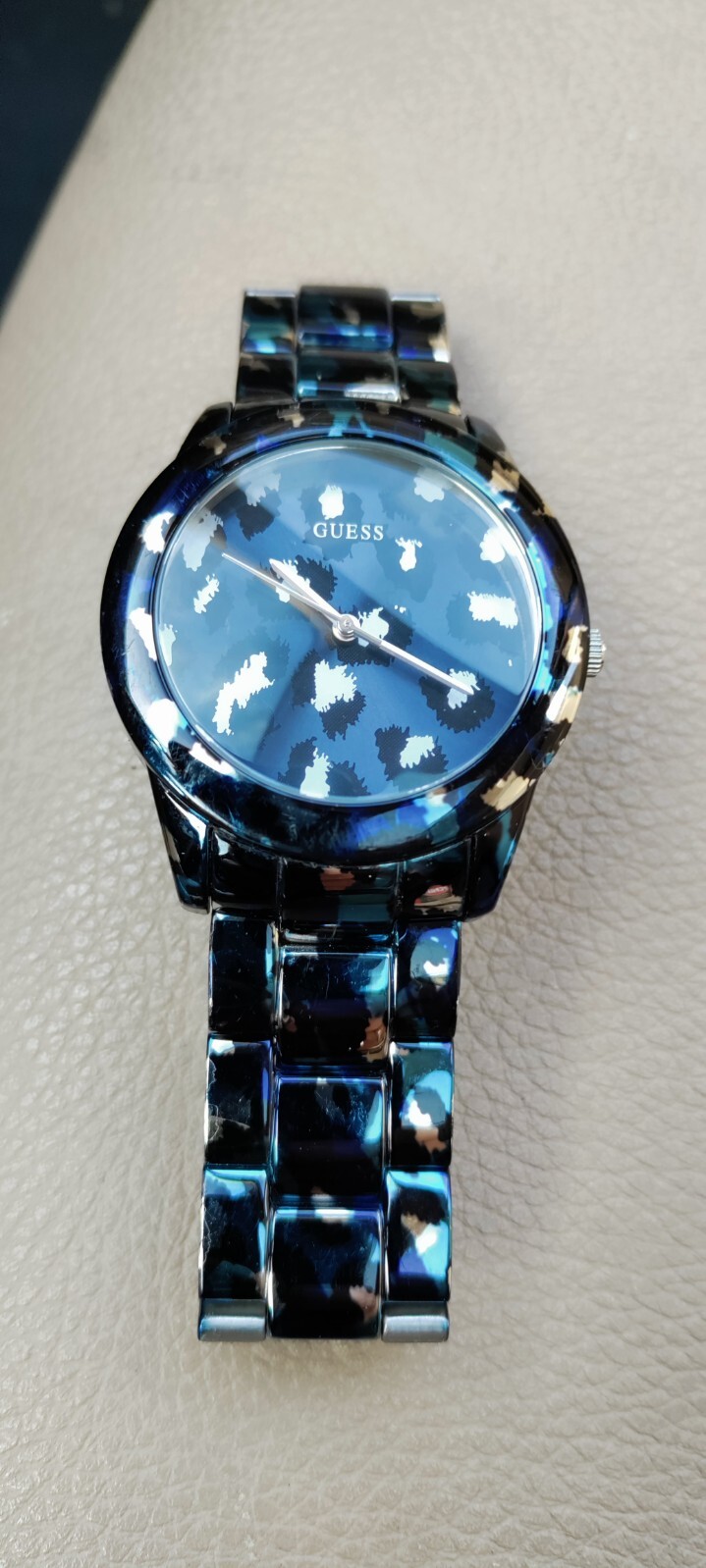 Guess U0425L1 Blue Tone Iconic Animal Print Stainless Steel Women Watch