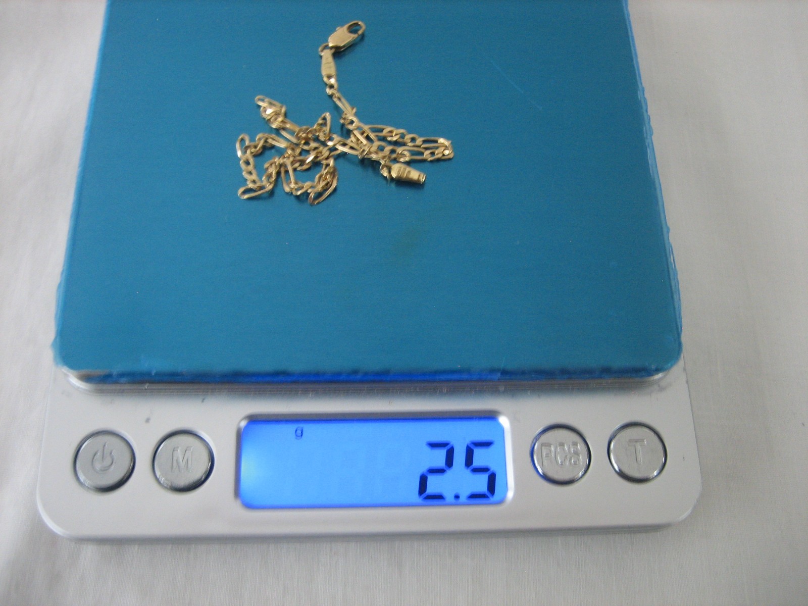 UNOAERRE FIGARO 14K YELLOW GOLD 9.5″ DELICATE CHAIN BRACELET/ANKLET