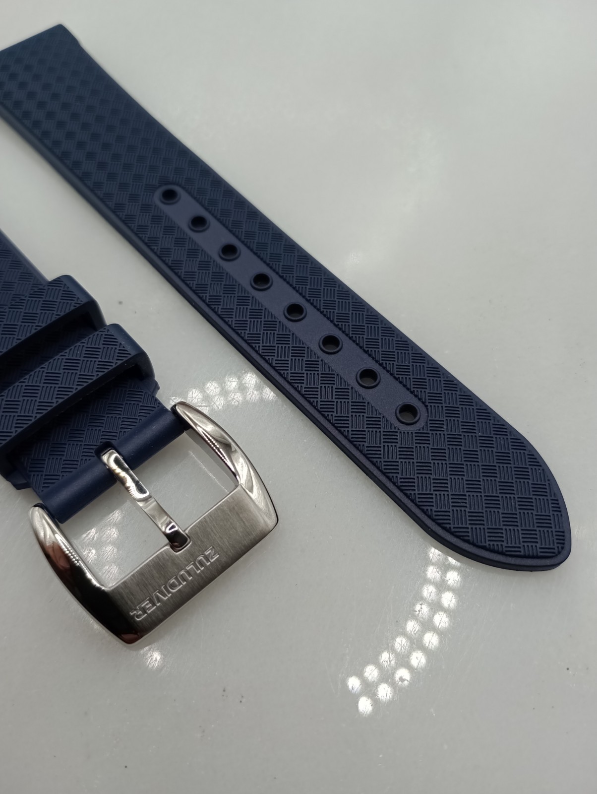 New 20mm Watchgecko Zuludiver HNBR Rubber Watch Strap Blue Quick Release 6B218