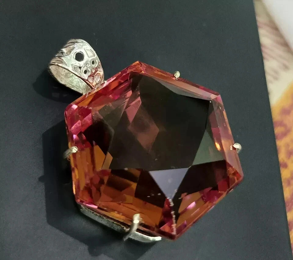 Certified 70.20 Ct+ Natural Zultanite 7 Color Loose Gemstone 925 Silver Pendant