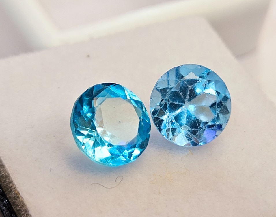 Round Cut Aquamarine 3 Ct Blue Pair Loose Certified Gemstone For Earring Making