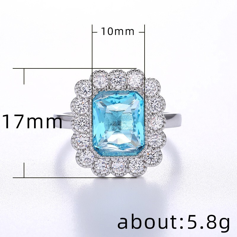 2.5 Ct Simulated Aquamarine Silver Plated Aesthetic Vintage Style Women Ring