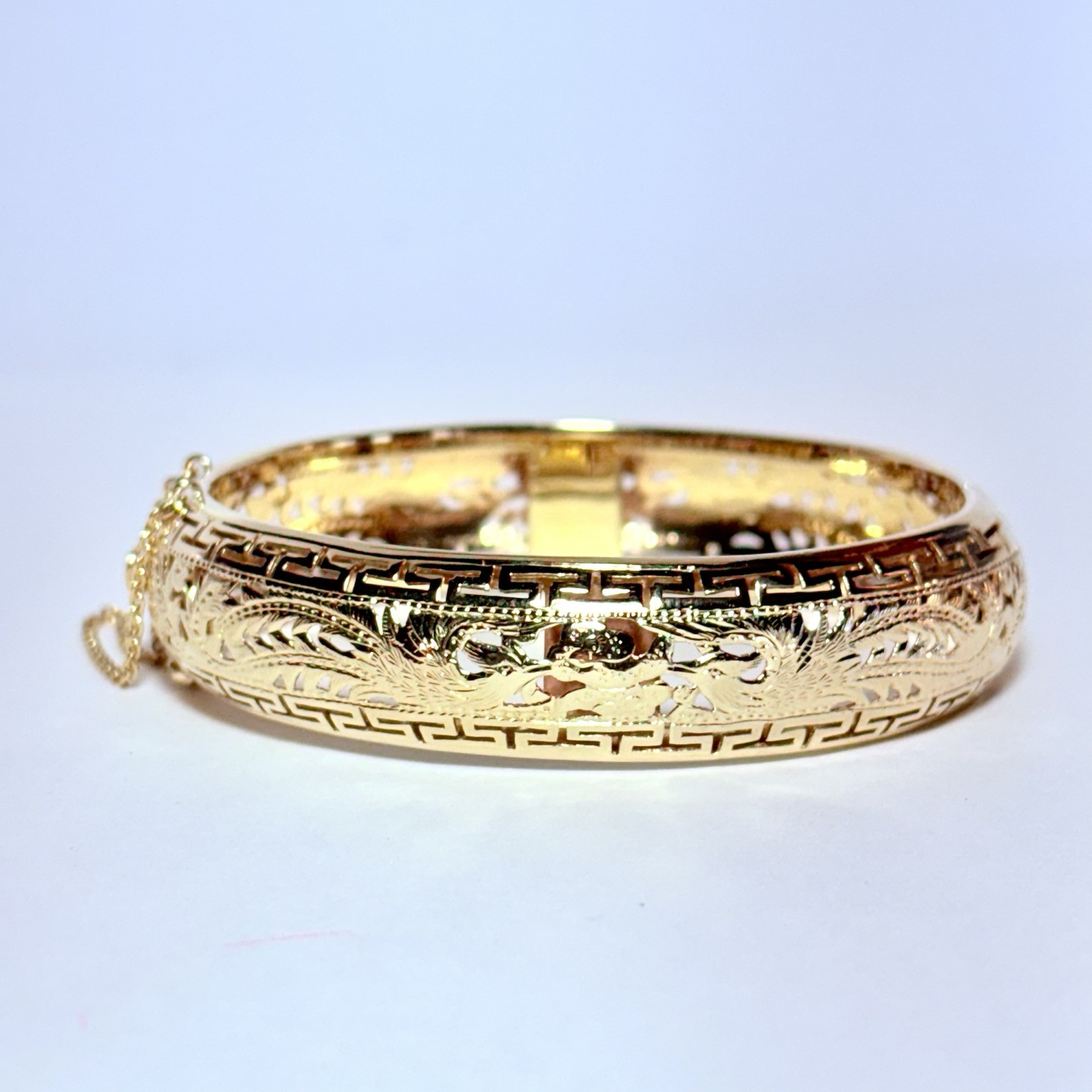 Ming’s Honolulu 14K Yellow Gold Double Phoenix 14mm 7″ Hinged Bracelet 25.0g