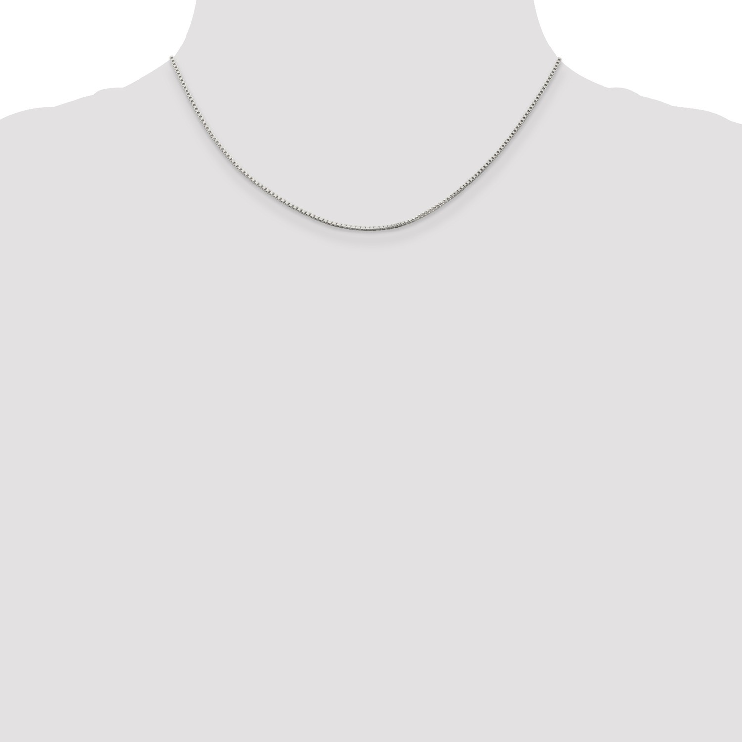 Sterling Silver Rhodiumed 1.25mm Plain Box Chain w/ Lobster Clasp 16″ – 30″