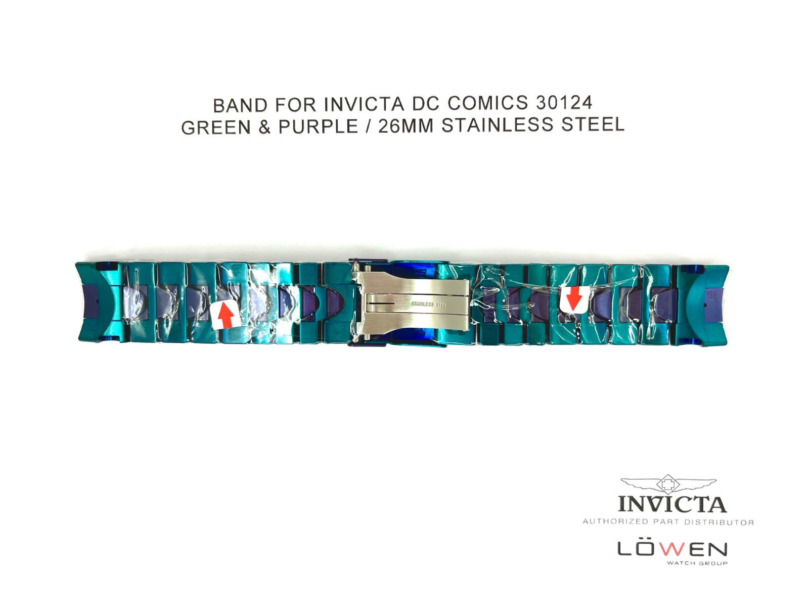 Authentic Invicta DC Comics 30124 Stainless Steel Green/Purple 26mm Watch Band