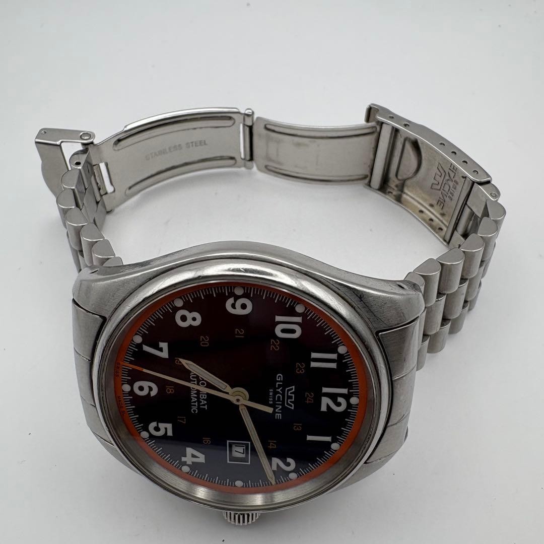 Glycine Combat 3868 Automatic Black Dial Steel Bracelet Sapphire Exhibition