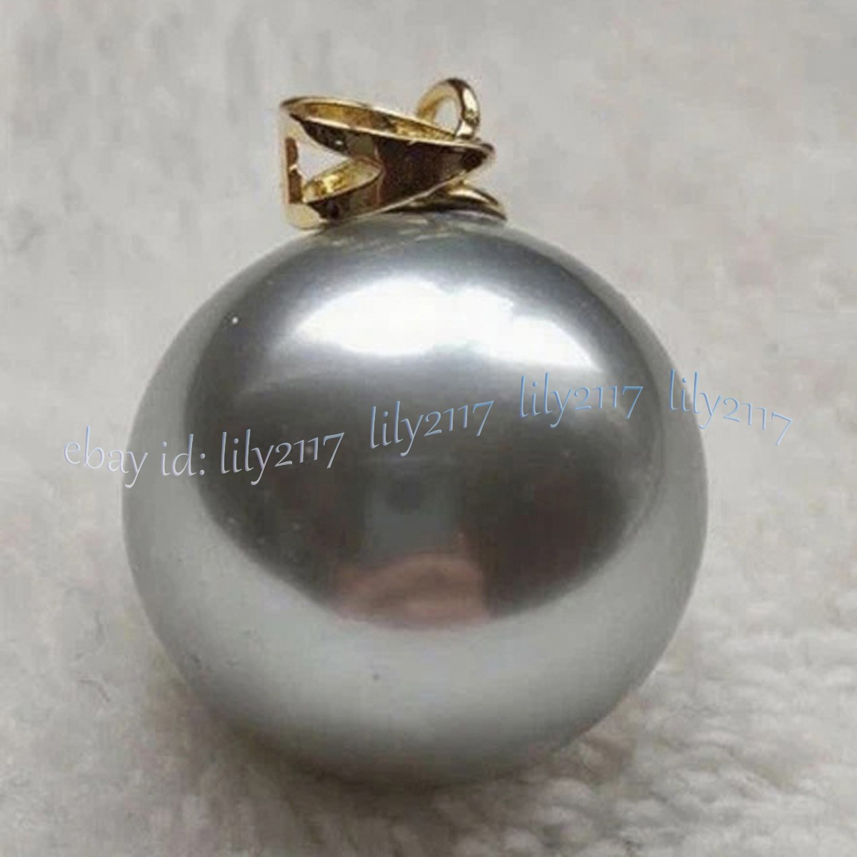 Beauty AAA Real Natural Perfect Round Silver Gray Akoya Pearl Pendant 14K Gold