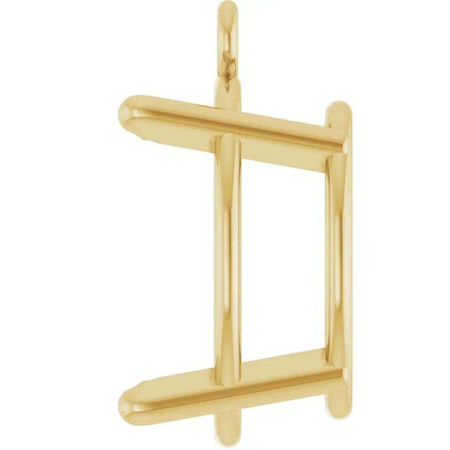 14K Yellow Gold Dangle Setting Oval Cut 4 Prong Basket Designed Mounting USA