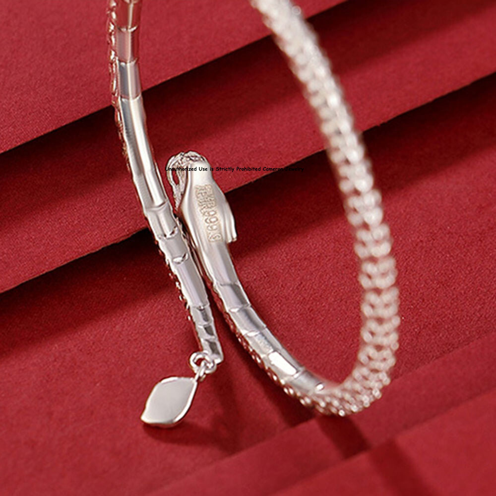 Pure S999 Fine Silver 999 Bracelet Men Women Dragon Open Bangle 26-27g
