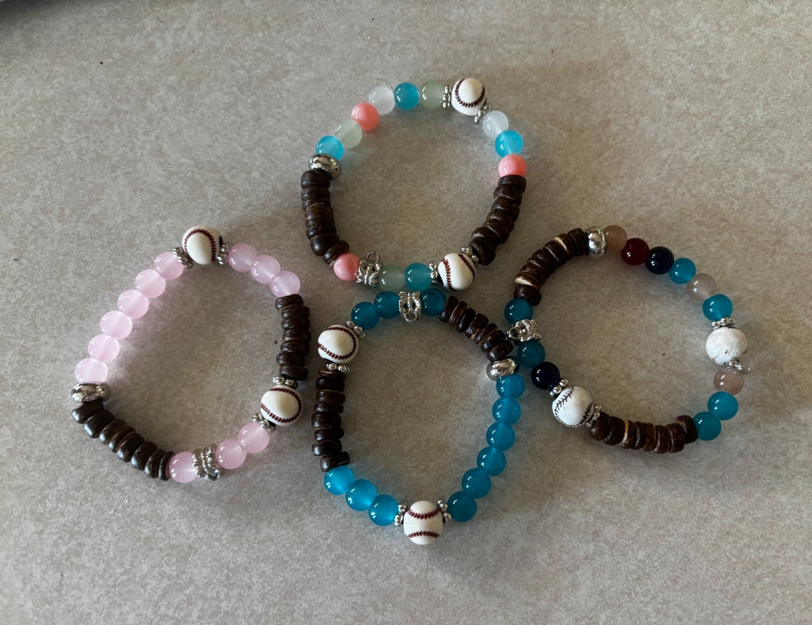 Baseball Mom Beaded Stretch Bracelet Sports Fan Jewelry Game Day – Pick Color
