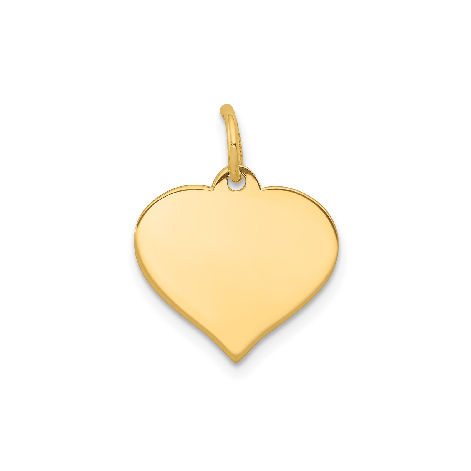 14k Yellow Gold Solid Engravable Heart Pendant Charm Polished 18mm