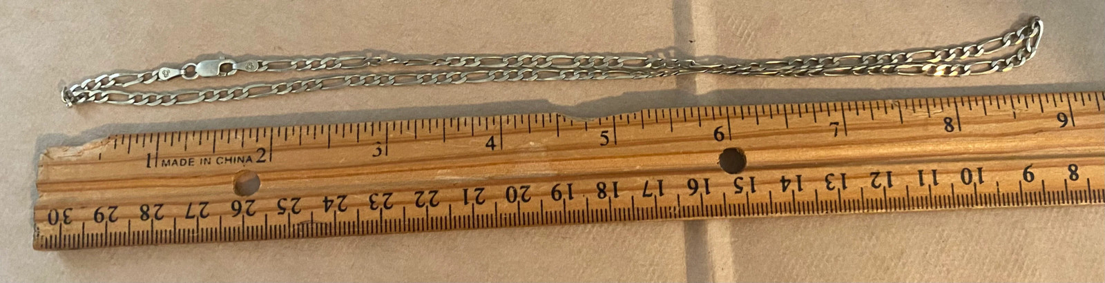Sterling Silver 925 Flat Figaro Chain Link Necklace 18″ Long x 3mm Wide