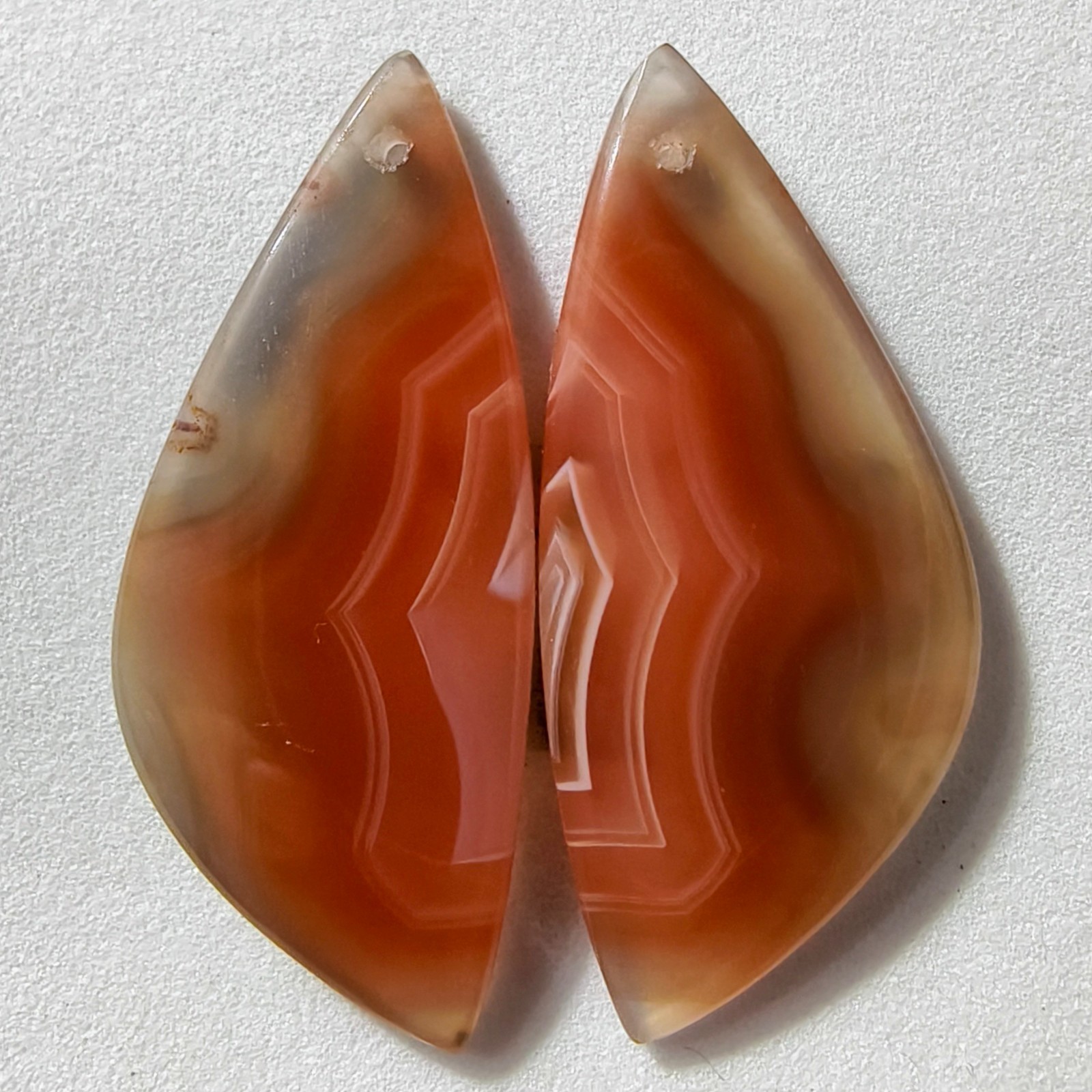 33 Cts Natural Botswana Agate Drilled Pair Cabochon Gemstone 38.6 X 16.3 MM