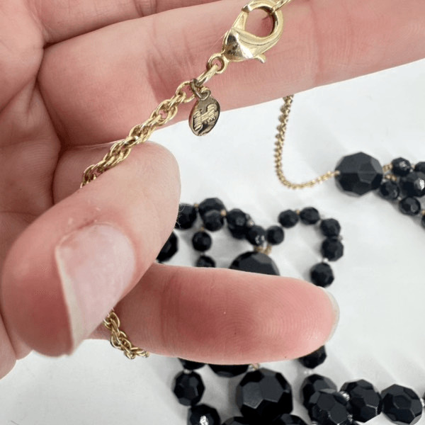 Lydell NYC Multi Strands Faceted Beaded Necklace Black Layered Chunky Y2K