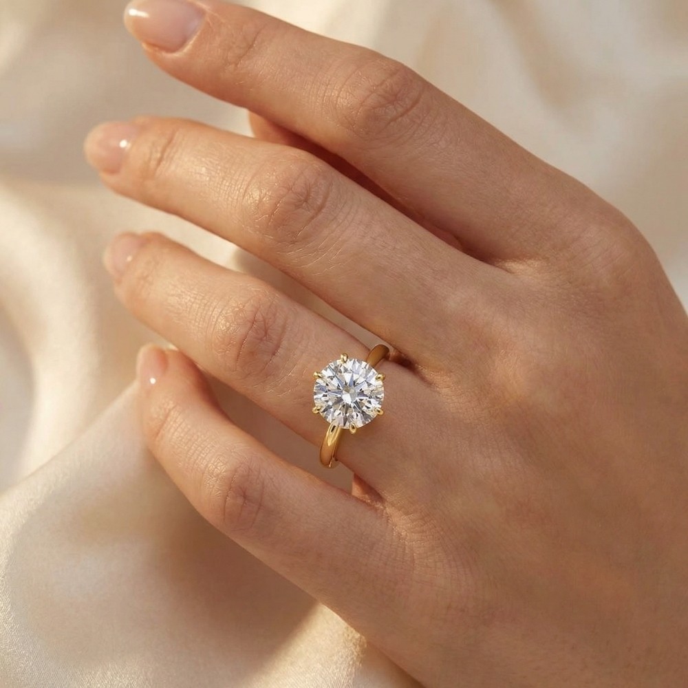 Certified 3Ct Diamond Solitaire 14k Gold Engagement Ring Lab Grown (GH,VS2-SI1)
