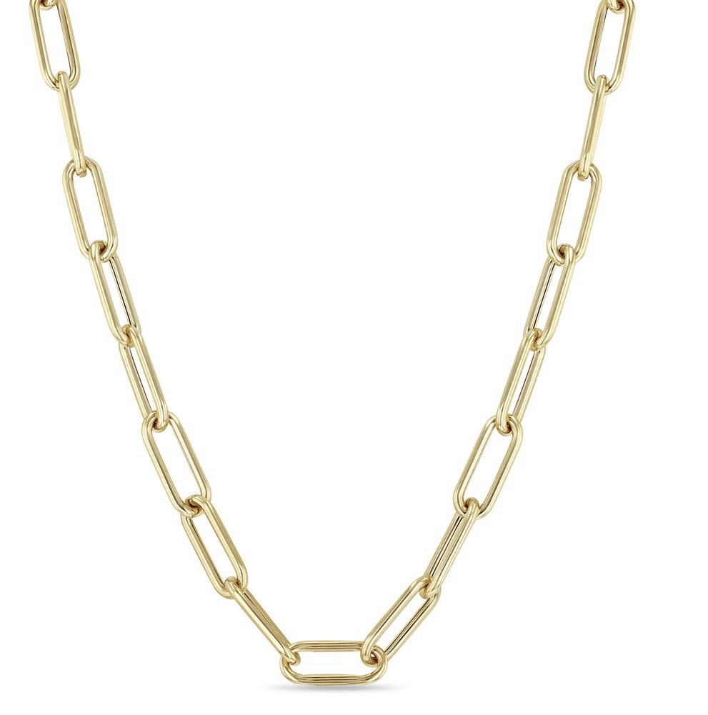 14k Yellow Gold Hollow Paperclip Women’s 16″ Inch Chain