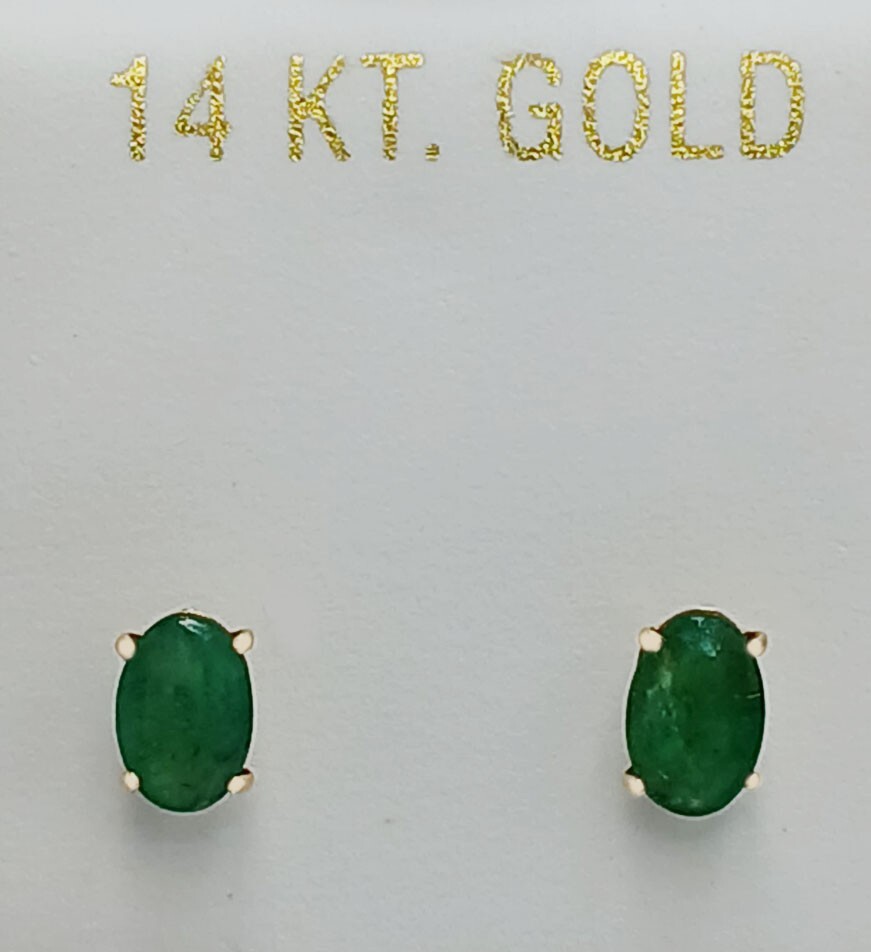 GENUINE 1.34 Cts EMERALD STUD EARRINGS 14K GOLD – Free Appraisal – SCREW BACKS