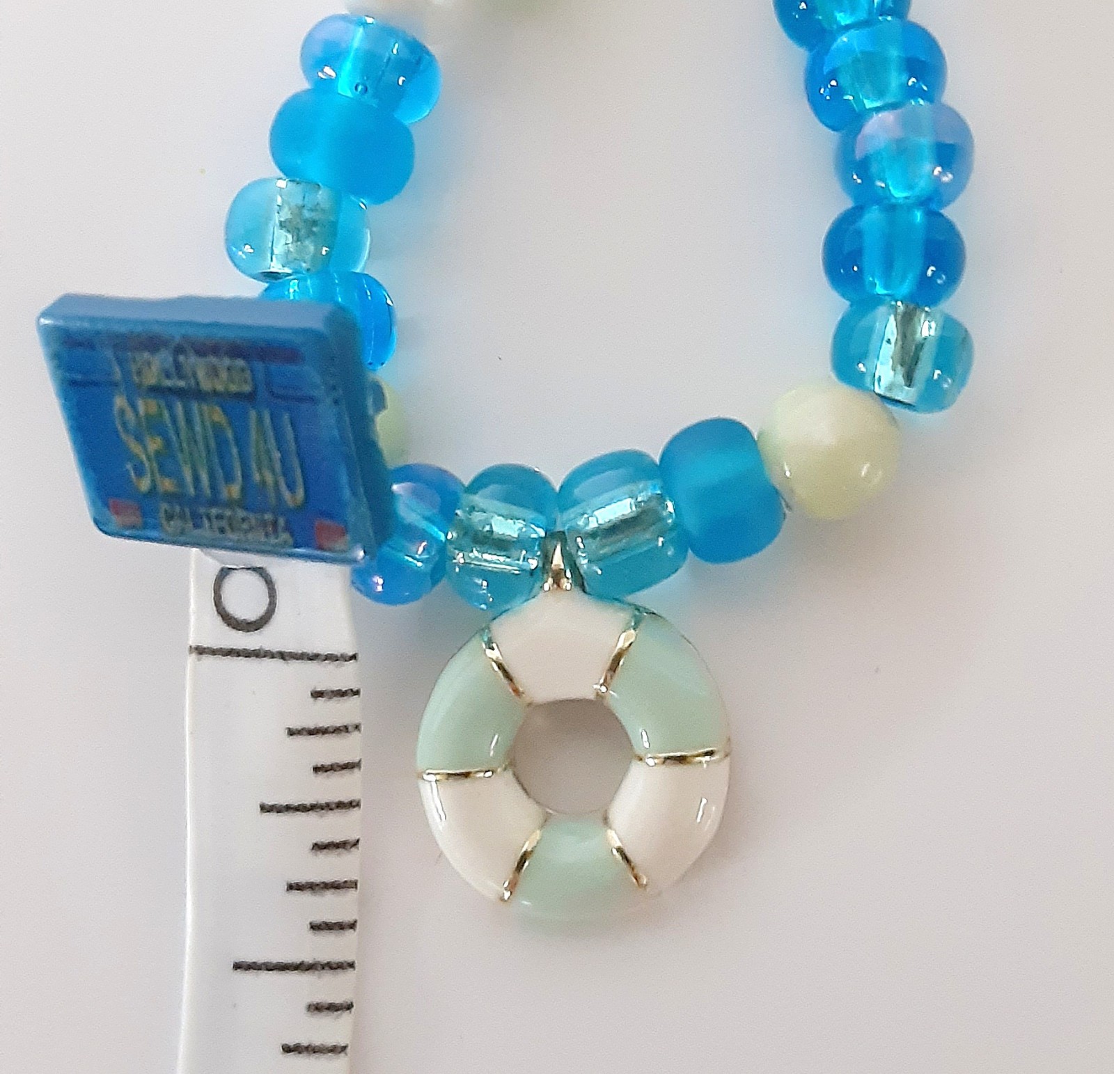 Handmade Sister Friends Sea Glass Nautical Charm Beaded Ankle Bracelet Set
